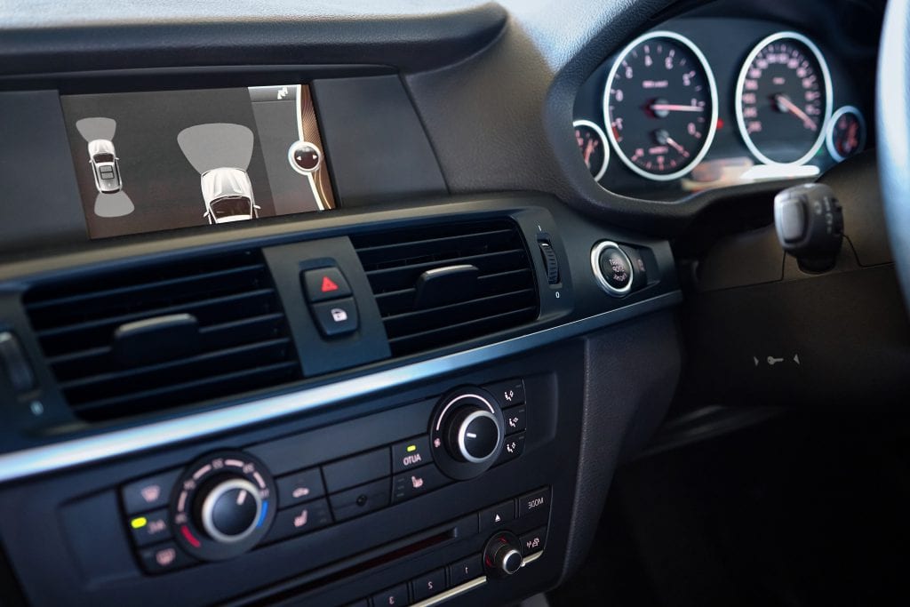 In-car display showing parking sensor