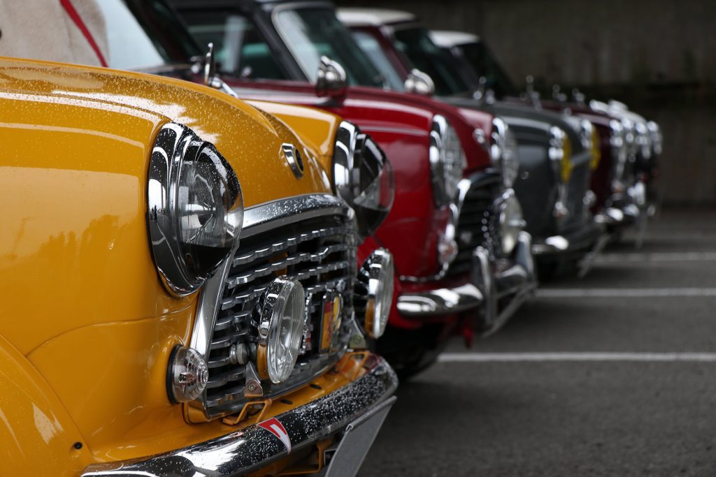 image of a row of classic minis