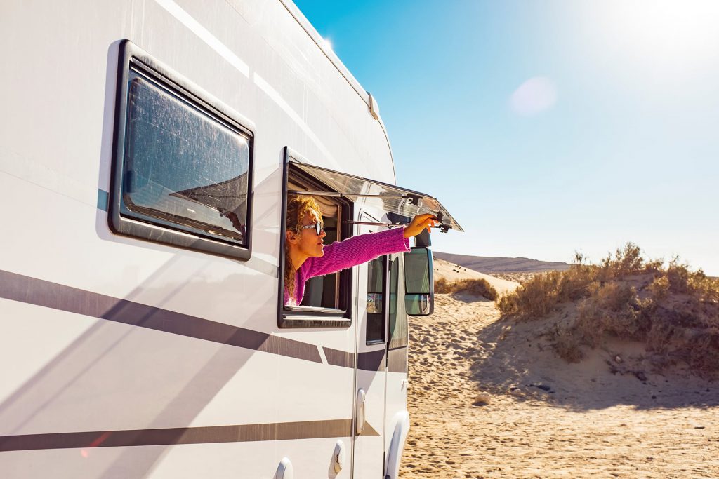 lady opening motorhome window