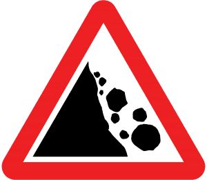 falling debris or rocks road sign