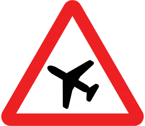 Low-flying aircraft road sign