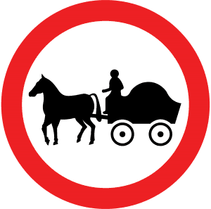 No horse-drawn vehicles road sign