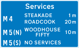 motorway services road sign