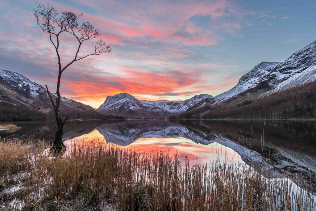 Snow on the hills in Buttermere